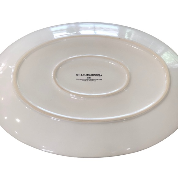 Williams Sonoma Platter 13” Off White Cream Tan Brown Band Edge Spring Easter - Picture 5 of 8